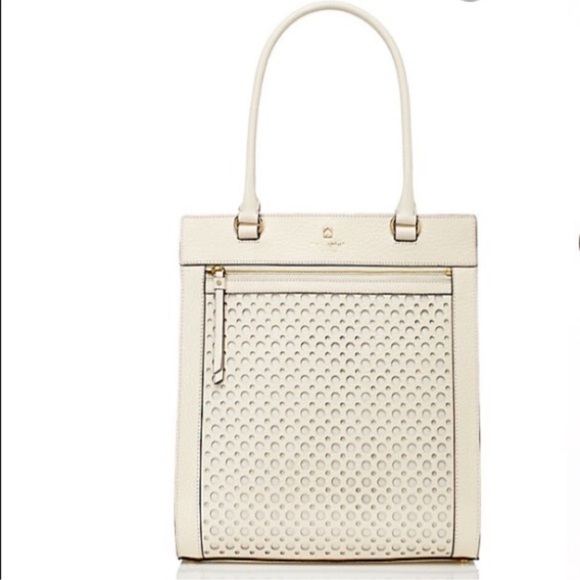 kate spade Handbags - New Kate Spade White Lynne Perri Lane Leather Tote Bag